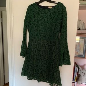 Green Lace Floral Holiday Dress